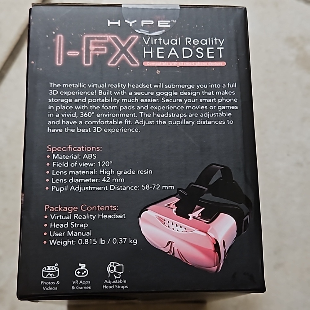 Hype I-Fx Virtual Reality Headset Compatible w/ All Smart Phones 360° Views - Picture 4 of 9